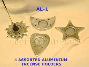 AL 1 ALUMINIUM INCHENSE HOLDERS (4 ASSORTED)         