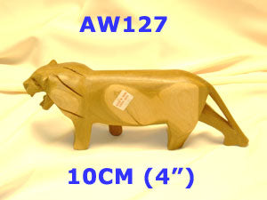 AW127  3 4" AFRICAN WOOD CARVED LION (4")        