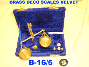 B 16/5 BRASS DECO SCALE IN VELVET BOX         