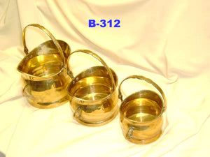 B 312 BRASS GERMAN PLANTERS SET OF 3         