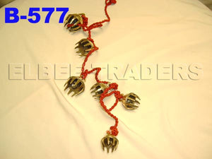 B 577 BRASS CLAW HANGING CHIMES STRING OF 6         