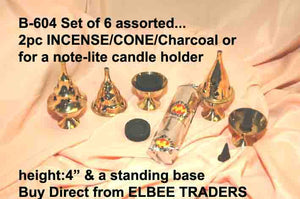 B 604 2PCS INCENSE CONE HOLDER SET OF 6 4"       