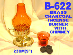 B 622 BRASS 3 PART CHARCOAL TABLET CONE NIGHTLITE BURNER        
