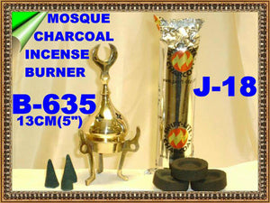 B 635 BRASS MOSQUE CHARCOAL INCENSE BURNER         