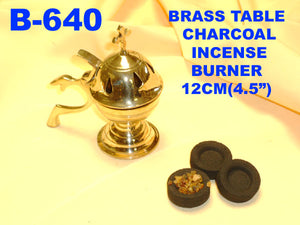 B 640 BRASS TABLE CHARCOAL INCENSE BURNER          