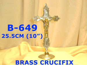 B 649 BRASS CRUCIFIX   10"         