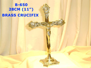 B 650 BRASS CRUCIFIX   11"         