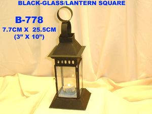 B 778 BLACK GLASS LANTERN SQUARE         