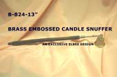 B 824 BRASS EMBOSSED CANDLE SNUFFER 13.5"        