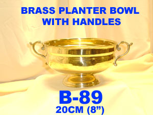 B 89L BRASS PLANTER BOWL WITH HANDLES(11")         