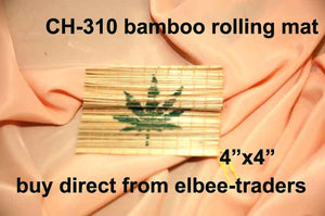 CH 310 BAMBOO ROLLING MAT CANNABIS LEAF PRINT (S)4"X4"       