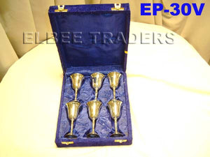 EP 30V SILVERPLATED 6 PIECES SHERRY GOBLETS IN VELVET BOX         