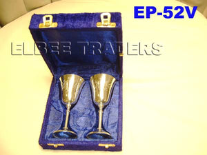 EP 52V SILVERPLATED 2 PIECES SHERRY GOBLETS IN VELVET BOX         