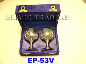 EP 53V  SILVERPLATED 2 PIECE WINE GOBLETS IN VELVET BOX         
