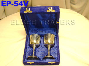 EP 54V 2 PIECE WINE GOBLETS IN VELVET BOX 5"         
