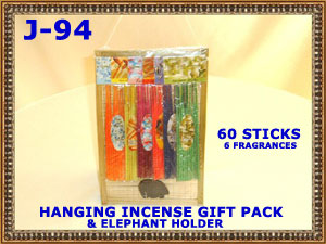 J 94 HANGING INCENSE GIFT PACK & ELEPHANT INCENSE HOLDER          
