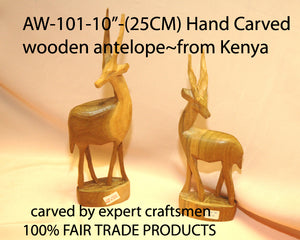 AW 101 10 Hand Carved Wooden Antelope 10inches(H)         