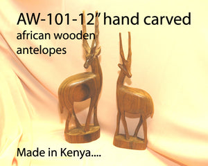 AW 101 12 Hand Carved Wooden Antelope 12inches(H)         