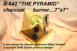 B 642B PYRAMID CHARCOAL BURNER NEW DESIGN 7"X7"        