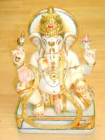 MARB 29 MARBLE  GANESH WITH NECKLACE (12")         