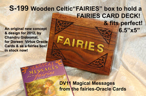 S 199 WOODEN "CARVED WITH CELTIC CORNERS FAIRIES         