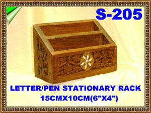 S 205 WOODEN LETTER/PEN STATIONARY RACK         
