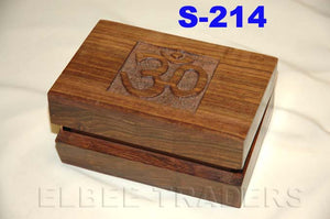 S 215 WOODEN CARVED BOX WITH OM 4"x6"         