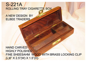 S 211B CIGARETTE ROLLONG TRAY BOX(CARVED AMSTERDAM TOP) 6"X3.25       