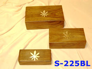 S 225BL WOODEN PLAIN BOXES SET OF 3 WITH HEMP INLAID        