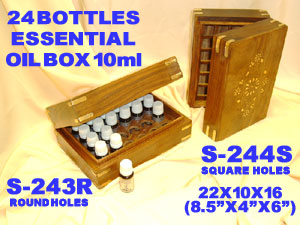 S 243R 24 BOTTLES ESSENTIAL OIL BOX FOR 10ml OILS ROUND HOLES         