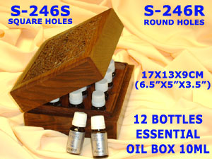 S 246R  12 BOTTLES ESSENTIAL OIL BOX FOR 1Oml OILS ROUND HOLES         