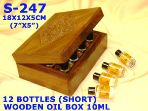 S 247 12 BOTTLES (SHORT) WOODEN OIL BOX FOR 10ml OILS         