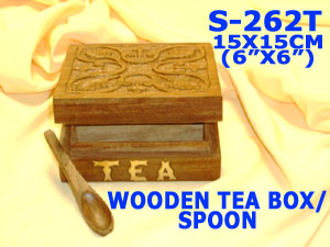 S 262T WOODEN TEA BOX/SPOON          
