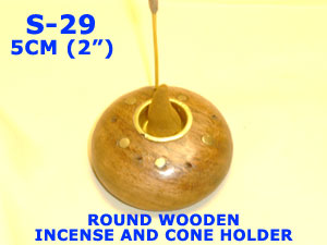 S 29 ROUND  WOODEN INCENSE AND CONE HOLDERS         
