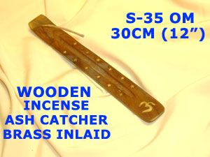 S 35OM A WOODEN ASH CATCHER BRASS OM DESING (12")        