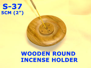 S 37 WOODEN ROUND INCENSE HOLDER         
