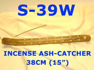 S 39W WOODEN INCENSE ASH CATCHER  white inlaid LONG 15"       