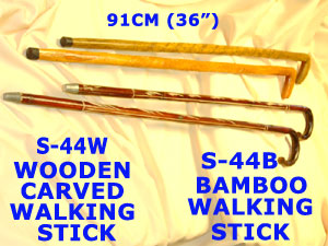 S 44W WOODEN CARVED WALKING STICK         