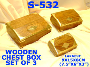 S 532 WOODEN CASKETS BOX SET OF 3         