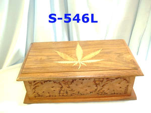 S 546L WOODEN "HEMP" LEAF CARVED CHEST!        