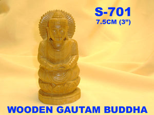 S 701 WOODEN GUATAM BUDDHA (3")         