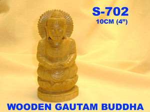 S 702 WOODEN GUATAM BUDDHA (4")          