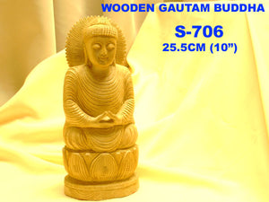 S 706 WOODEN GUATAM BUDDHA (10")         