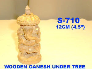 S 710 WOODEN HAND CARVED GANESH (4.5")         