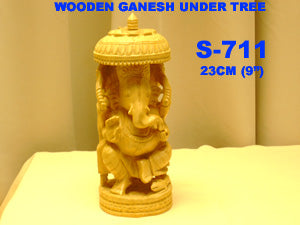 S 711 WOODEN HAND CARVED GANESH (9")         