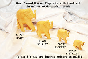 S 722 Wooden Elephant/incense holder 2.5"         