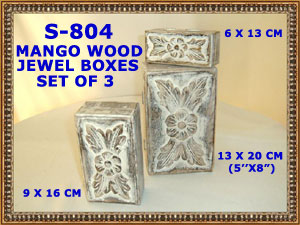 S 804 MANGO WOOD JEWEL BOXES SET OF 3          