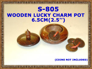 S 805 WOODEN LUCKY CHARM POT         
