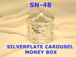 SN 48 SILVERPLATE CAROUSEL MONEY BOX         