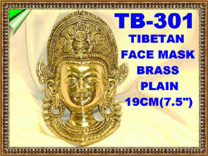 TB 301 TIBETAN FACE MASK BRASS PLAIN         